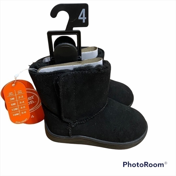 Black Ankle Boots NWT Sz 4 Baby Kids Girls - Picture 1 of 5